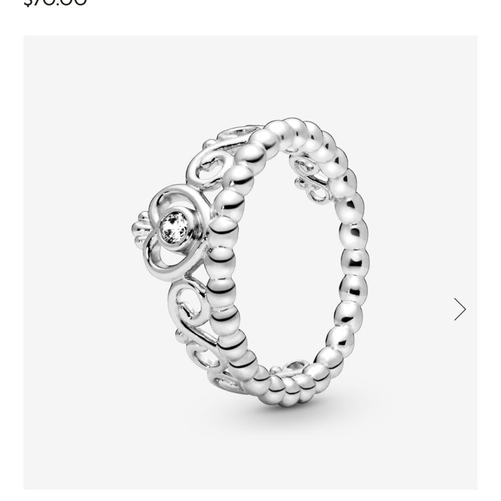 Pandora Silver Beaded Floral Ring with Clear Stone